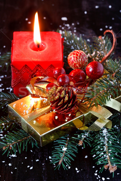 Stockfoto: Christmas · kaars · sparren · tak · boom · ontwerp