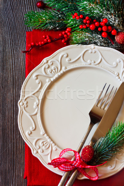 Crăciun tabel ornament acasă cină roşu Imagine de stoc © lidante