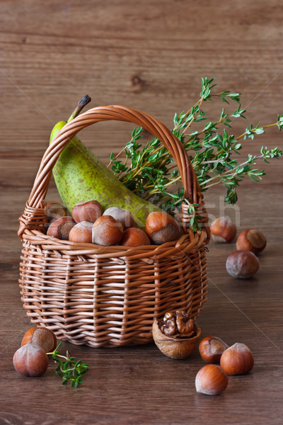 Pear, nuts and thyme. Stock photo © lidante
