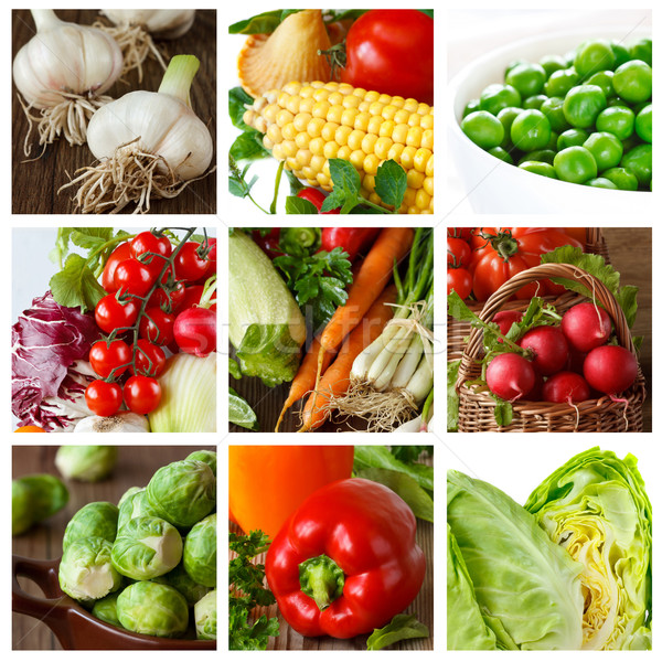 Zöldségek gyűjtemény friss érett étel gyümölcs Stock fotó © lidante