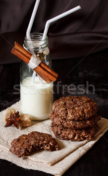 クッキー ミルク チョコレート 燕麦 ガラス ストックフォト © lidante