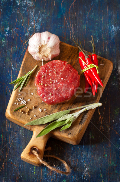 Foto stock: Carne · fresco · temperos · legumes · velho