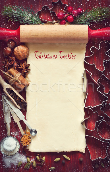 Foto stock: Natal · bolinhos · cartão · temperos · bolinhos