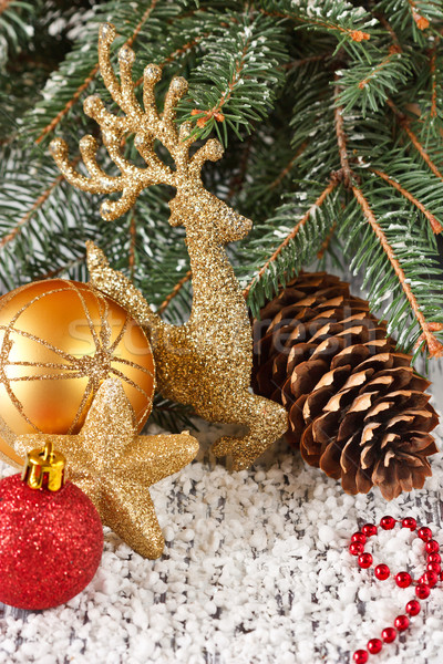 Navidad decoración dorado ciervos nieve diseno Foto stock © lidante