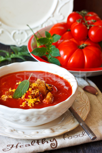 томатный суп сыра чеснока продовольствие Сток-фото © lidante