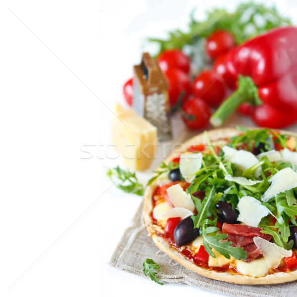 Stok fotoğraf: Pizza · jambon · gıda · mutfak · peynir · akşam · yemeği
