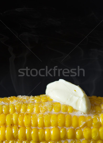 Vaj kukorica olvad só közelkép fekete Stock fotó © lidante