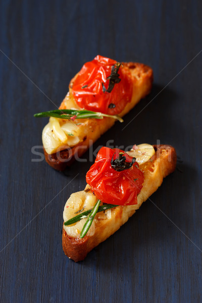 Stockfoto: Bruschetta · Italiaans · tomaat · knoflook · rosmarijn