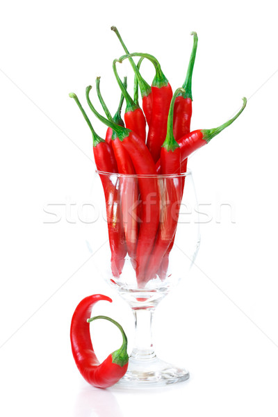 Chili Rood hot wijnglas achtergrond groep Stockfoto © lidante