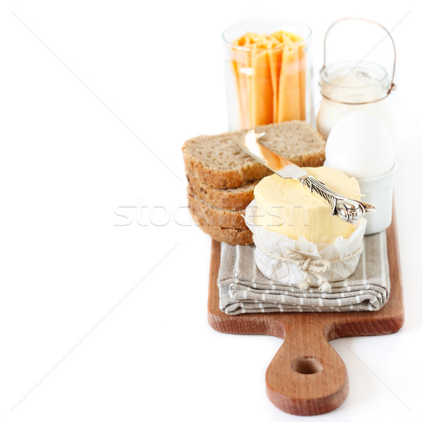 Desayuno frescos huevo pasado por agua mantequilla centeno pan Foto stock © lidante