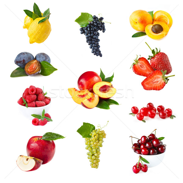 Fructe colectie proaspăt fructe de padure alb Imagine de stoc © lidante