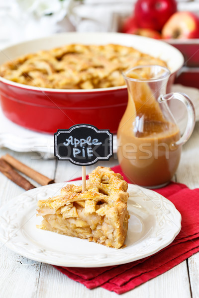 Amerikai almás pite friss házi készítésű cukor alma Stock fotó © lidante
