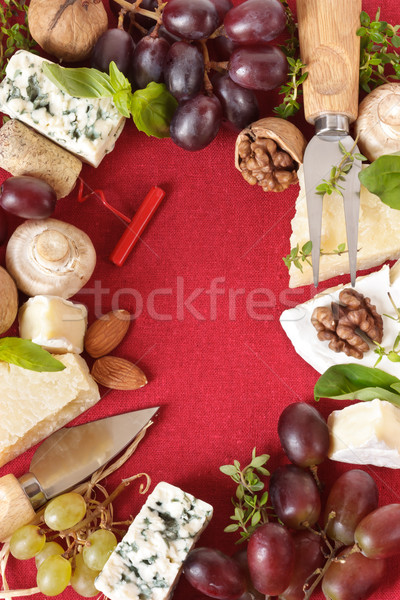 Rahmen schönen Picknick Obst Stoff Gabel Stock foto © lidante