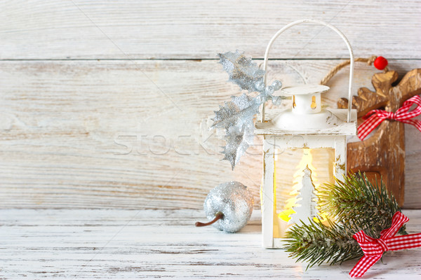 Zdjęcia stock: Christmas · latarnia · jodła · oddziału