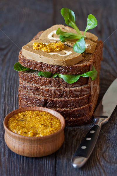 Finom máj rozs kenyér vaj mustár Stock fotó © lidante