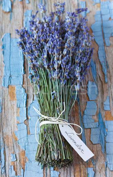 Foto stock: Lavanda · flores · etiqueta · edad