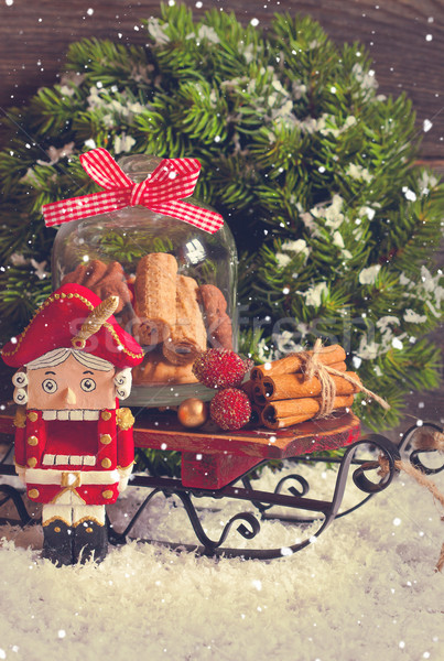 Weihnachten Dekoration dekorativ Tannenhäher süß Cookie Stock foto © lidante