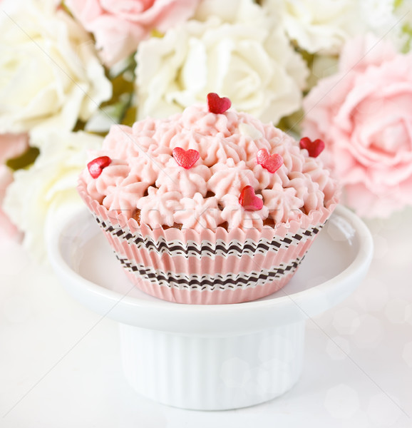 Stockfoto: Roze · zoete · cake · stand · voedsel