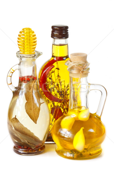 Aromático aceite de oliva picante vidrio botellas hierbas Foto stock © lidante