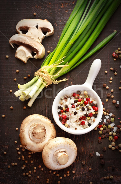 Légumes épices fraîches ciboulette champignons sel [[stock_photo]] © lidante