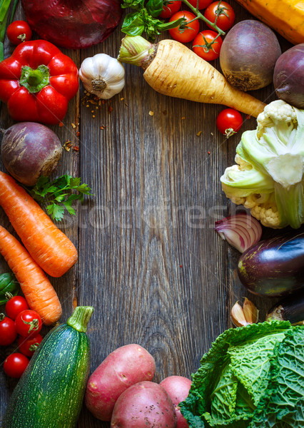 Foto stock: Marco · verduras · frescas · frescos · maduro · colorido · hortalizas