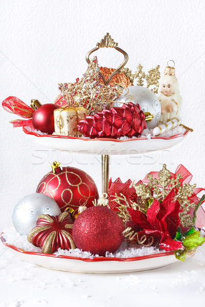 Cupcake stand with christmas decorations. Stock photo © lidante