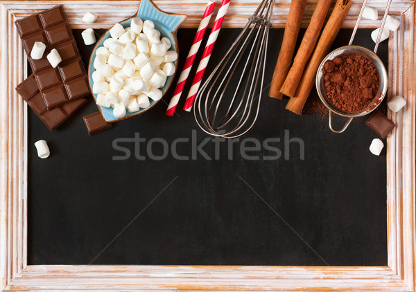 Chocolate caliente edad tiza pizarra dulce Foto stock © lidante