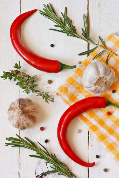 Chili, garlic and herbs. Stock photo © lidante