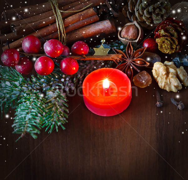 聖誕節 紅色 蠟燭 樹 美女 綠色 商業照片 © lidante