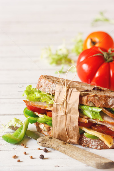 Kanapkę świeże Turcja ser warzyw żywności Zdjęcia stock © lidante