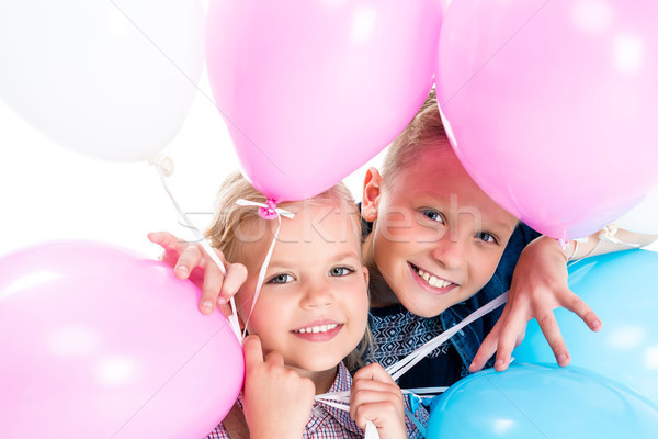 happy kids with balloons Stock photo © LightFieldStudios