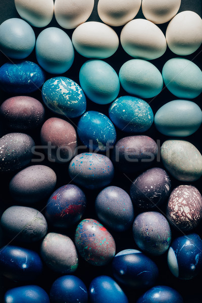 Zdjęcia stock: Górę · widoku · kolorowy · malowany · Easter · Eggs · ciemne