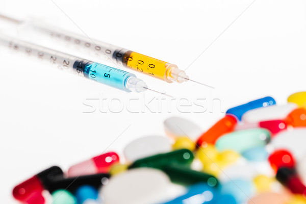 Stock fotó: Színes · orvosi · tabletták · fehér · gyógyszer · egészségügy