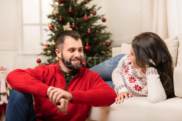 Stock photo: happy couple at christmastime