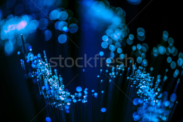 selective focus of glowing blue fiber optics texture background Stock photo © LightFieldStudios