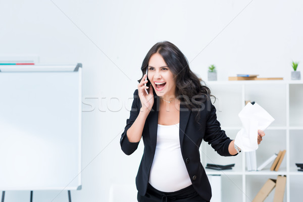 Enceintes femme d'affaires téléphone colère parler [[stock_photo]] © LightFieldStudios