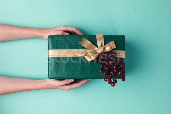 hands holding christmas gift Stock photo © LightFieldStudios
