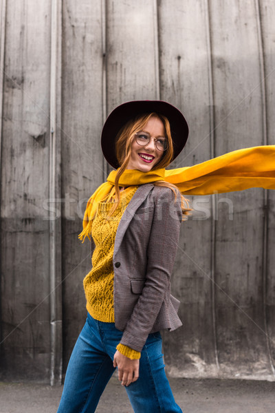beautiful girl in hat and scarf Stock photo © LightFieldStudios