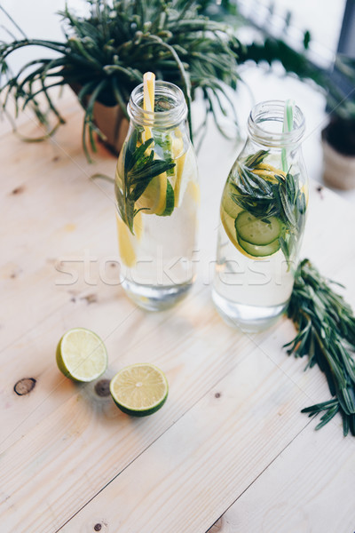 Házi készítésű detoxikáló italok közelkép kilátás citrus Stock fotó © LightFieldStudios