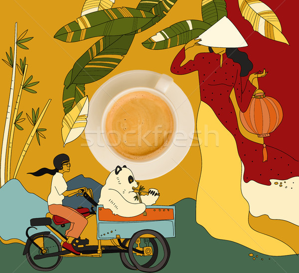 coffee with colorful chinese theme Stock photo © LightFieldStudios
