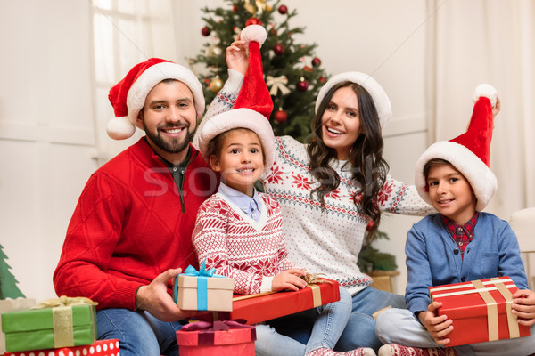 Stock photo: family with christmas presents