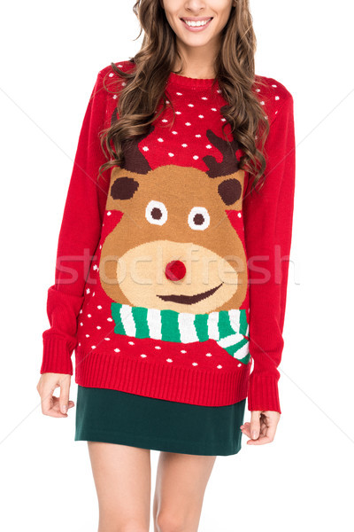 Mulher inverno suéter tiro sorrindo Foto stock © LightFieldStudios
