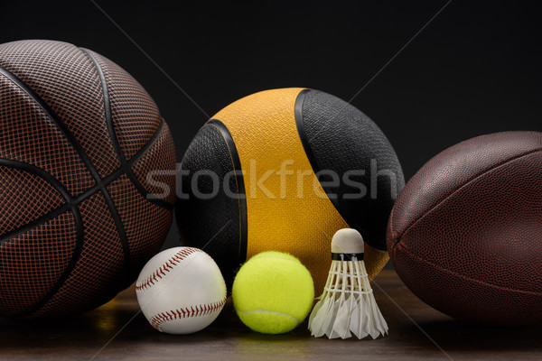 sports balls and shuttlecock Stock photo © LightFieldStudios