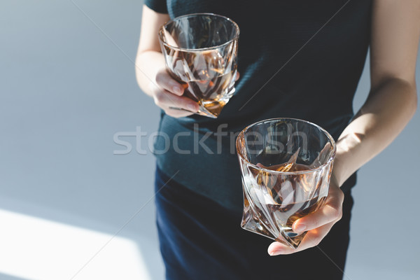 Személy tart szemüveg brandy lövés luxus Stock fotó © LightFieldStudios