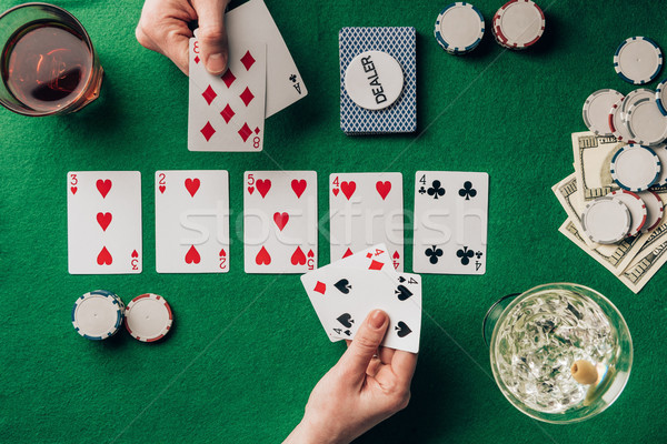 Stock foto: Männer · Frau · spielen · poker · Casino · Tabelle