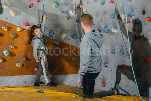 Little boy in climbing harness Stock photo © LightFieldStudios