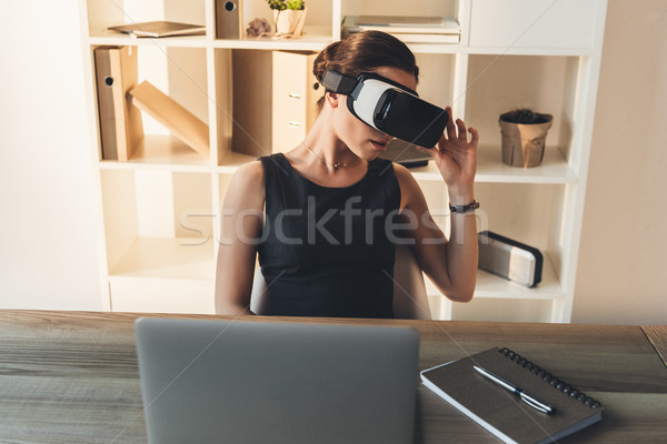 businesswoman with virtual reality glasses Stock photo © LightFieldStudios