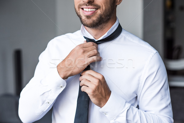 businessman putting on tie Stock photo © LightFieldStudios