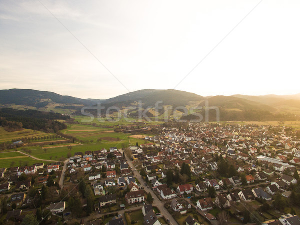 Stock photo: Aerial view of landmark with town and hills with backlit, Germany