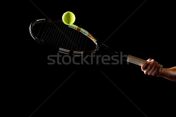 Frau Tennisschläger Ball Ansicht tätig schwarz Stock foto © LightFieldStudios